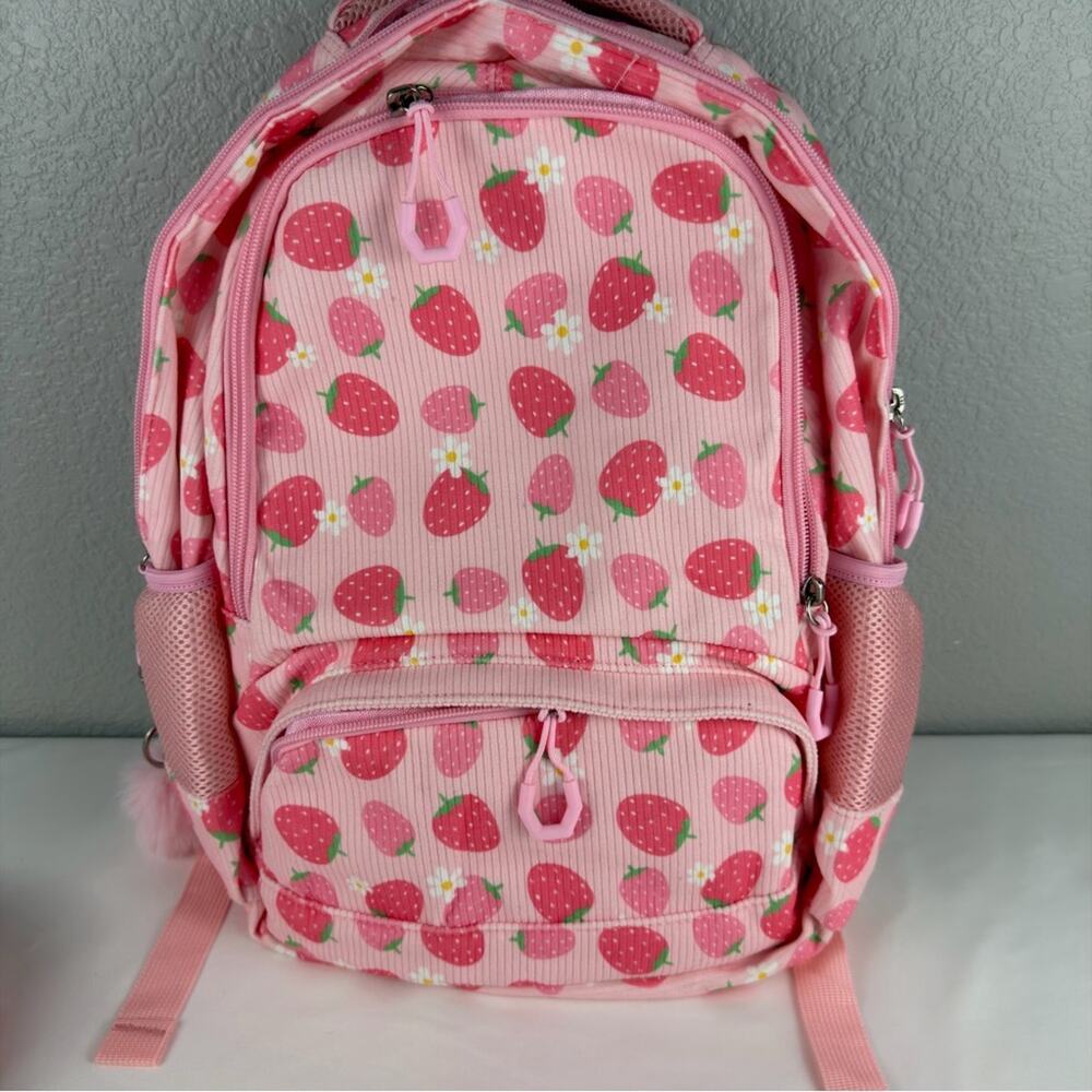 NWOT Charming Pink Strawberry Kids Backpack, lunch bag, pencil case - Picture 6 of 10